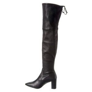 New Stuart Weitzman Lesley 75 Black Leather Over-The-Knee Boot Size 5